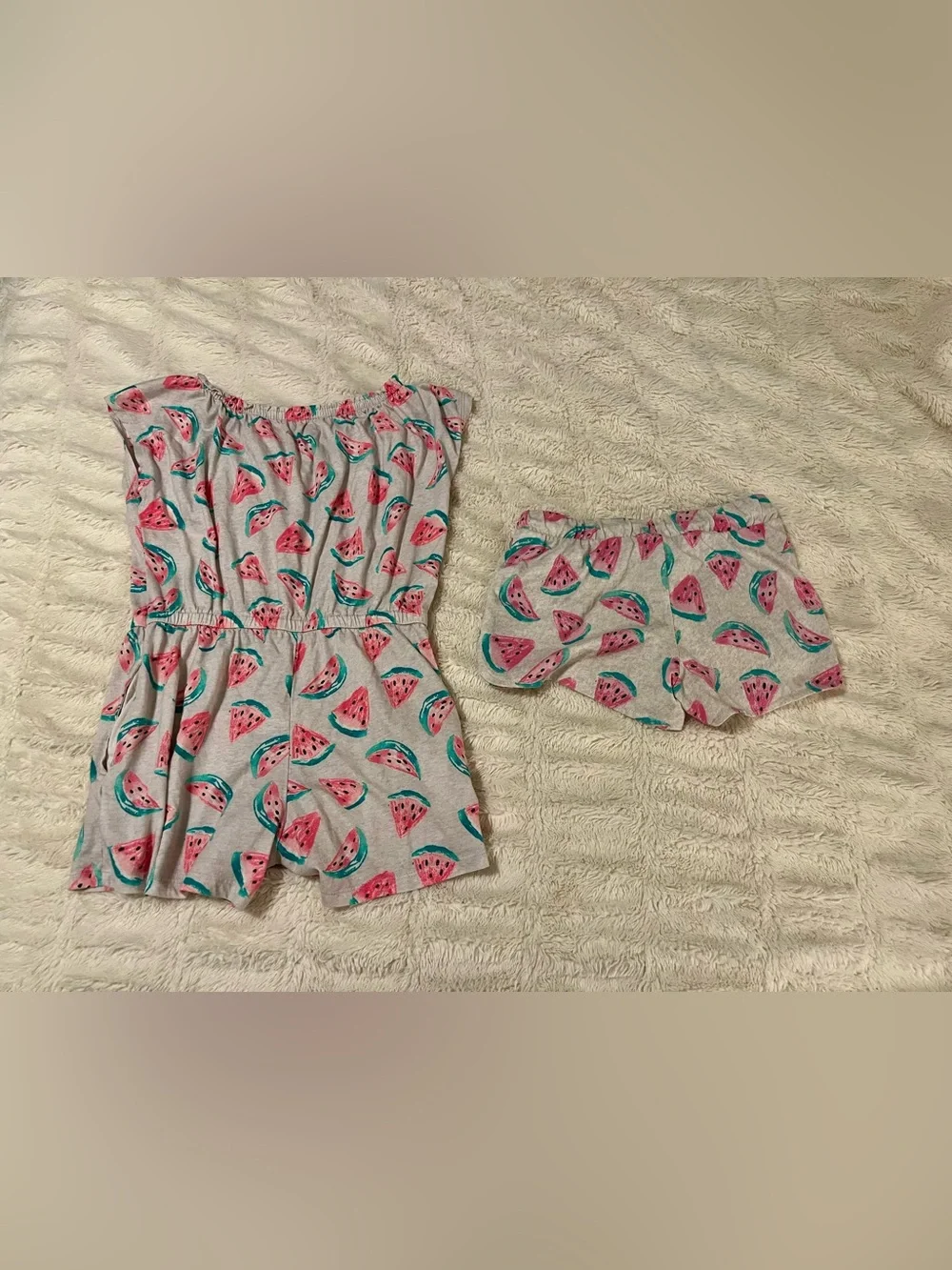 Old Navy Watermelon Print Romper & Shorts Set Girls’ Size Large (10-12)